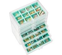 ProCase Earring Holder Organizer Jewelry Box with 8 Drawers, Acrylic Clear Earring Case with Adjustable Velvet Trays for Women - Aqua, 8 Layers