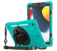 ProCase for iPad 10.2 Inch Case 2021 2020 2019 (9th / 8th / 7th Generation), with Strap Pencil Holder, Heavy-duty Shockproof Hybrid Rugged Case Cover, for iPad 9 / iPad 8 / iPad 7 -Teal