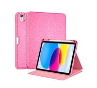 ProCase for iPad A16 11th/10th Gen Glitter Case with Pencil Holder -Pink | Multi-Angle Cute Folio Slim Stand Book Cover Sparkly Notebook for Note-Taking Study Drawing Sketching Support Auto Sleep/Wake