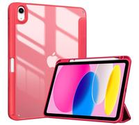 ProCase for iPad (A16) 11th Generation 11 Inch 2025/10th Generation 10.9 Inch 2022 Case with Pencil Holder, Hybrid iPad 11 10 Case with Clear Back, Supports Auto Wake/Sleep -Red