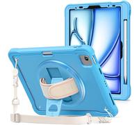 ProCase for iPad Air 11-inch M4 2026/ M3 2025/ M2 2024/ Air 5th / 4th Gen 10.9"/ iPad Pro 11" 4th/3rd/2nd/1st Gen, Heavy Duty Shockproof Cover with Hand Strap 360 Degree Rotatable Kickstand -Blue