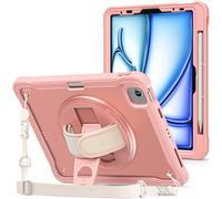 ProCase for iPad Air 11-inch M4 2026/ M3 2025/ M2 2024/ Air 5th / 4th Gen 10.9"/ iPad Pro 11" 4th/3rd/2nd/1st Gen, Heavy Duty Shockproof Cover with Hand Strap 360 Degree Rotatable Kickstand -Pink