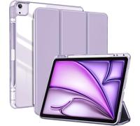ProCase for iPad Air 13 Inch Case M4/M3/M2(2026/2025/2024) with Pencil Holder, Hybrid Smart Cover iPad 13 Air M4 M3 M2 Case with Clear Transparent Back, Supports Touch ID, Auto Wake/Sleep -Purple