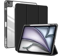ProCase for iPad Air 13 Inch Case M4/M3/M2(2026/2025/2024) with Pencil Holder, Hybrid Smart Cover iPad 13 Air M4 M3 M2 Case with Clear Transparent Back, Supports Touch ID, Auto Wake/Sleep -Black