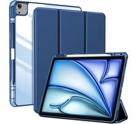 ProCase for iPad Air 13 Inch Case M4/M3/M2(2026/2025/2024) with Pencil Holder, Hybrid Smart Cover iPad 13 Air M4 M3 M2 Case with Clear Transparent Back, Supports Touch ID, Auto Wake/Sleep -Navy