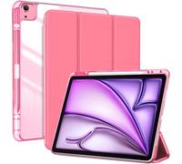 ProCase for iPad Air 13 Inch Case M4/M3/M2(2026/2025/2024) with Pencil Holder, Hybrid Smart Cover iPad 13 Air M4 M3 M2 Case with Clear Transparent Back, Supports Touch ID, Auto Wake/Sleep -Melonpink