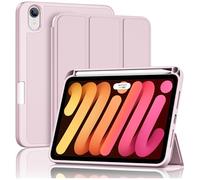 ProCase for iPad Mini 7 A17 Pro 2024/iPad Mini 6 2021 8.3 Inch iPad Mini 7th/6th Gen Case with Pencil Holder, Trifold Stand Smart Folio with Soft TPU Back Cover for iPad Mini 8.3" 7th/6th -Lightpink