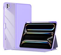 ProCase for iPad Pro 13 Inch 2024 M4 Case with Pencil Holder, Clear Back Tri-Angle Folio Stand Hard Shell Book Cover for iPad Pro 13” 7th Generation A2925 A2926 A3007 -Purple