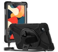 ProCase for Lenovo Tab One Case 8.7 Inch 2025, Heavy Duty Shockproof Rugged Protective Cover Rotating Kickstand with Handle Holder Shoulder Strap -Black