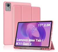 ProCase Full-Edge Protective Case for Lenovo Idea Tab 11" 2025 / Tab K11 Gen 2 (TB-336ZU/TB-336FU), Shockproof TPU Back Slim Trifold Stand Cover with Pencil Holder -Pink