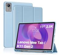 ProCase Full-Edge Protective Case for Lenovo Idea Tab 11" 2025 / Tab K11 Gen 2 (TB-336ZU/TB-336FU), Shockproof TPU Back Slim Trifold Stand Cover with Pencil Holder - Sky