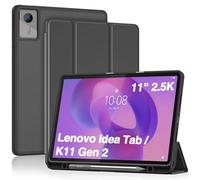 ProCase Full-Edge Protective Case for Lenovo Idea Tab 11" 2025 / Tab K11 Gen 2 (TB-336ZU/TB-336FU), Shockproof TPU Back Slim Trifold Stand Cover with Pencil Holder - Black