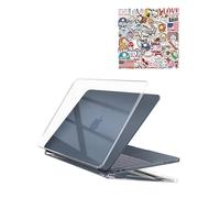 ProCase Hard Shell Case for New MacBook Neo 13 inch 2026 Model A3404, Ultra-Thin Protective Laptop Cover with 50 Pcs Sticker, Crystal Clear & Blue Stickers