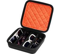 ProCase Hard Shell Travel Sunglasses Organizer, Portable Muliple Glasses Case for Travling with Adjustable Dividers, Eyeglasses Storage Box for Trip Men Women -4 Slots, Orangeblack