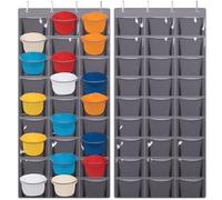 ProCase Hat Rack Hat Organiser for Baseball Caps, 27 Deep Pockets Hat Holder Over the Door Cap Organizer with 4 Hooks and 2 Ribbons for Wall Hanging, Ball Cap Storage Hat Display Hangers -Grey, 1 Pcs