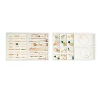 ProCase Jewellery Tray Organiser 2 Set Jewellery Drawer Organiser Velvet Stackable Jewellery Storage Tray for Drawer Jewellery Display for Earring Necklace Ring Bracelet, Gift for Women -Warmwhite