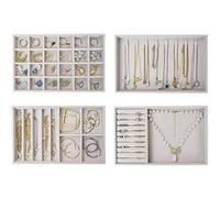 Procase Jewellery Tray Organiser 4 Set Drawer Velvet Stackable Storage For Display Earring Necklace Ring Bracelet, Gift Women