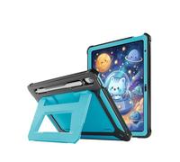 ProCase Kids Case for 11" iPad (A16) & 10.9" iPad 10th Gen, Blackblue | 180° Adjustable Kickstand with Pencil Holder, 3-Layer Heavy Duty Rugged Shockproof Hard Shell Cover