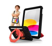 ProCase Kids Case for iPad 11th(A16)/10th, iPad Air 11" M4/M3/M2, Air 5/4th | Shockproof Cover, 360° Ring Stand, Pencil Holder, Shoulder Strap, Drop & Scratch Resistant for Toddler Tablets -Black