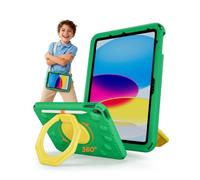 ProCase Kids Case for iPad 11th(A16)/10th, iPad Air 11" M4/M3/M2 -Green | Shockproof Cover, 360° Ring Stand, Pencil Holder, Shoulder Strap, Drop & Scratch Resistant for Toddler Tablets