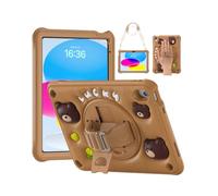 ProCase Kids Case for iPad A16 11th/10th Gen, Shockproof Cover -Bear | Cute 3-Layer Heavy-Duty Kids Case, 360° Rotating Stand with One-Touch Auto-Retract Button, Adjustable Hand & Shoulder Strap