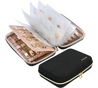 ProCase Large Travel Jewelry Organizer Case, Ring Binder with Clear Pockets for Presentation, Zippered Pouch Bag for Earrings Necklaces Bracelets - Black