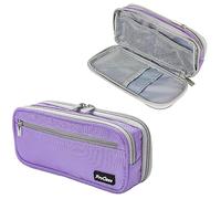 ProCase Pencil Case Pen Bag, Two Layers Big Capacity Pencil Pouch Pen Organizer Durable Stationery Holder for Marker Organization School Supplies Office Storage Desk Organizing -Purple
