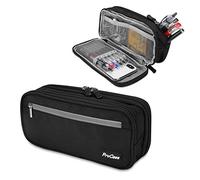 ProCase Pencil Case Pen Bag, Two Layers Big Capacity Pencil Pouch Pen Organizer Durable Stationery Holder for Marker Organization School Supplies Office Storage Desk Organizing -Black