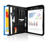 ProCase Portfolio Business Padfolio Folder with Zipper, Conference Meeting Executive File Legal Document Organizer with Pockets Letter Size A4 Writing Pad Notepad Padfolio for Father's Day Gift -Black