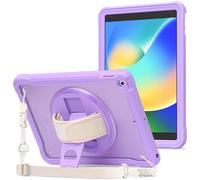 ProCase Rugged Kids Case for iPad 9th/8th/7th Generation 10.2 inch -Purple | Heavy Duty Shockproof Rugged Cover with Hand Strap 360 Degree Rotatable Kickstand Protective for iPad 10.2 2021/2020/2019