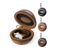 ProCase Single Watch Travel Case with Carabiner Clip - Rigid EVA Hard Shell Watch Travel Box, Compact Organizer Fits Luxury & Smartwatches up to 50mm for Travel, Outdoor & Gym -Brown