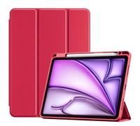 ProCase Smart Case for iPad Air 11" M4/M3/M2 & Air 10.9" 5th/4th Gen | Hard Back Cover with Pencil Holder, Slim Lightweight Case for iPad Air 11" 2026/25/24 & 10.9" 2022/2020-Red