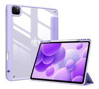 ProCase Smart Case for iPad Air 13-inch (M2) 2024 & iPad Pro 12.9 inch 6th/5th/4th/3rd 2022/2021/2020/2018; Transparent Back Protective Folio Slim Cover Shockproof with Pencil Holder -Purple