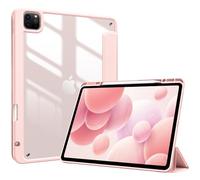 ProCase Smart Case for iPad Pro 12.9 Case 6th/5th/4th/3rd Generation 2022/2021/2020/2018, Transparent Back Shell Cover with Built-in Pencil Holder, Auto Sleep/Wake for iPad Pro 12.9 Inch -Pink