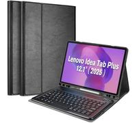 ProCase Tablet Case with Keyboard Compatible with 2025 Lenovo Idea Tab Plus 12.1 Inch/Tab K12, Folio Cover with Magnetically Detachable Wireless Keyboard Multi-Angle Stand and Pencil Holder -Black