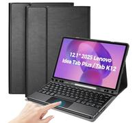ProCase Touchpad Keyboard Case for Lenovo Idea Tab Plus 12.1 Inch 2025; Detachable Wireless Type-C Charging Keyboard Folio Cover with Pencil Holder for Lenovo Idea Tab Plus 12.1" -Black