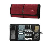 ProCase Travel Gear Organizer Electronics Accessories Bag, Small Gadget Carry Case Storage Bag Pouch for Charger USB Cables SD Memory Cards Earphone Flash Hard Drive -Red