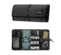 ProCase Travel Gear Organizer Electronics Accessories Bag, Small Gadget Carry Case Storage Bag Pouch for Charger USB Cables SD Memory Cards Earphone Flash Hard Drive -BlackPlaid