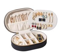 ProCase Travel Jewelry Organizer Box, Small Jewelry Organizer for Earrings Bracelet Necklace Ring, Compact Jewelry Storage Case for Women Girls -Black