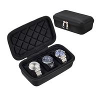 ProCase Travel Watch Case, 3 Slots Hard Shell Storage Box for Watch Bracelet Accessories, Zippered Organizer Bag for Women Man -Black