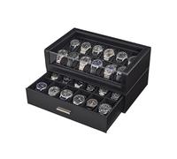 ProCase Watch Box for Men, 24 Slots Watch Display Holder with Clear Acrylic Top, Large Capacity PU Leather Case with Drawer Organizer, Jewelry Storage, Ideal Gift for Men Women -Black