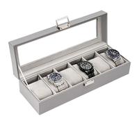 ProCase Watch Box for Men, 6 Slot Watch Display Case Mens Watch Box Organizer, Watch Cases for Men Watch Storage, Watch Holder Organizer with Glass Lid -6 Slot, Grey