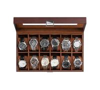 ProCase Watch Box Organizer, 12 Slot Watch Display Case, Brown | Watches Storage Boxes Holder for Men Women, Large Glass Lid, Removable Pillows, Anniversary Christmas Birthday Gifts