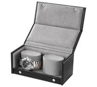 ProCase Watch Travel Case for Men & Women, 2 Slot Travel Watch Case with Soft Velvet Lining, Shockproof Mens Watches Box Organizer Gifts for Birthday Valentines Father's Christmas -Black