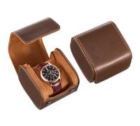 ProCase Watch Travel Case, Single PU Leather Watch Roll Box for Men, Brown | Portable Watch Organizer, Anti-Shift Angled Pillow Track, Scratch Resistant Soft Lining, Ideal Gift for Him/Her