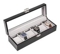 ProCase Wooden Watch Box for Men, 6 Slot Watch Display Case Mens Watch Box Organizer, Wood Watch Case for Men Watch Storage, Watch Holder Organizer with Glass Lid -6 Slot, MatteBlack