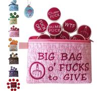 Proceedingt Big Bag of F*CKS to Give Zipper Pouch, with 17 Different F*CKS Sweary Gift, Funny Gag Gift for Friend, Men, Women, Valentines Day (Pink)