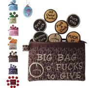 Proceedingt Big Bag of F*CKS to Give Zipper Pouch, with 17 Different F*CKS Sweary Gift, Funny Gag Gift for Friend, Men, Women, Valentines Day (Brown)