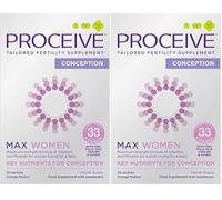 Proceive® MAX Women - Fertility Supplement for Conception - Pregnancy Vitamins for Women Trying to Conceive - Zinc, Folic Acid, Vitamin D - 30 Sachets (1 Month Supply) - Certified Vegan (Pack of 2)