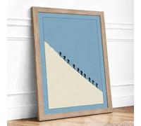 Procession Across Horizons Minimalist Framed Wall Art Print A4 (29.7×21cm) Oak, Wall Decor for Living Room, Bedroom, Office & Home, Ready to Hang, Art Gift